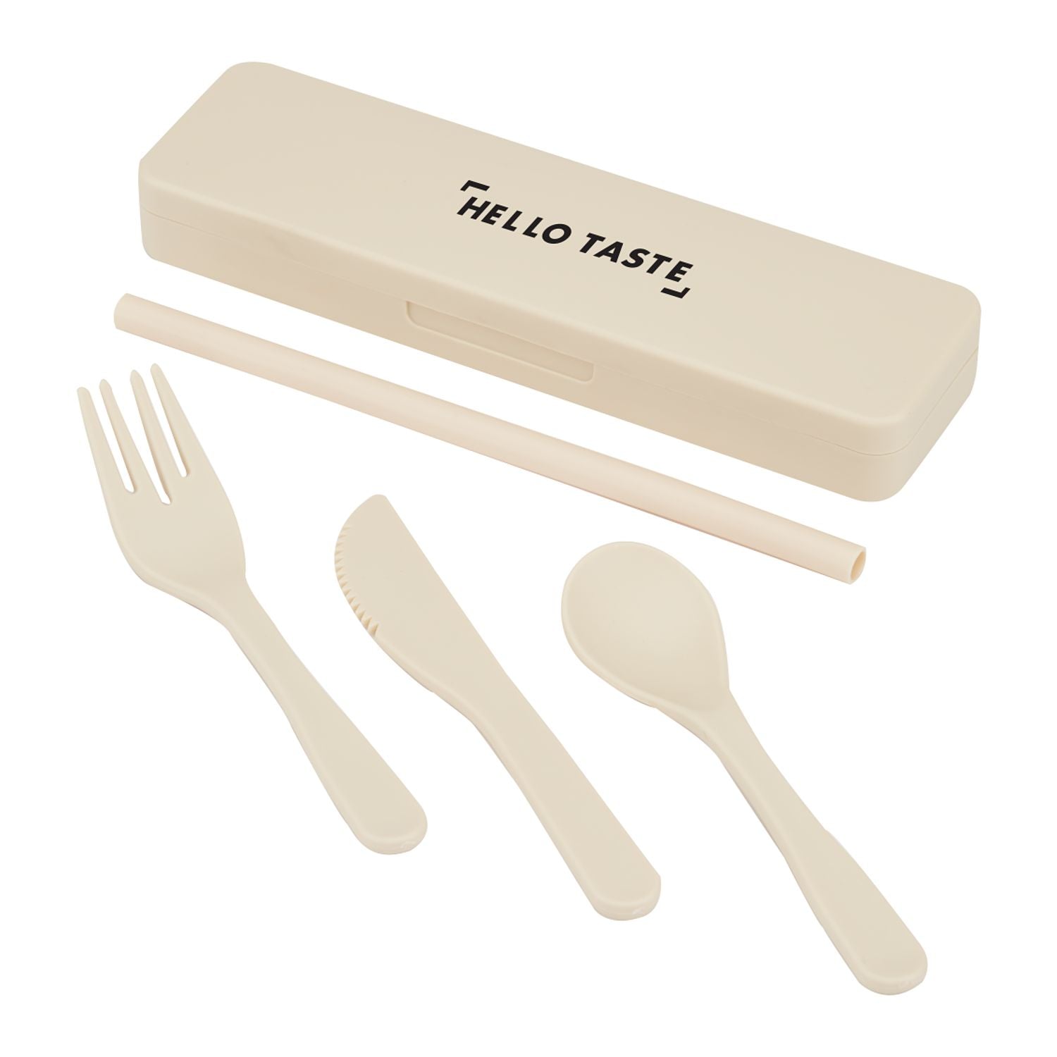 Recycled Plastic Utensil To Go Set with cream logo