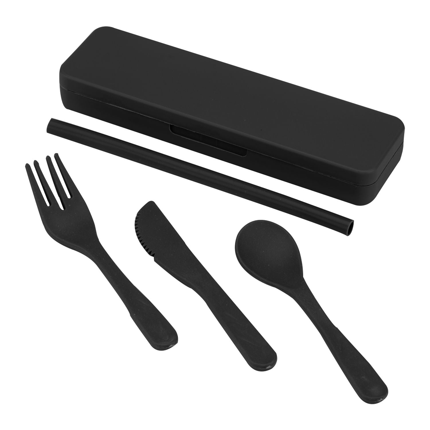 Recycled Plastic Utensil To Go Set in black.