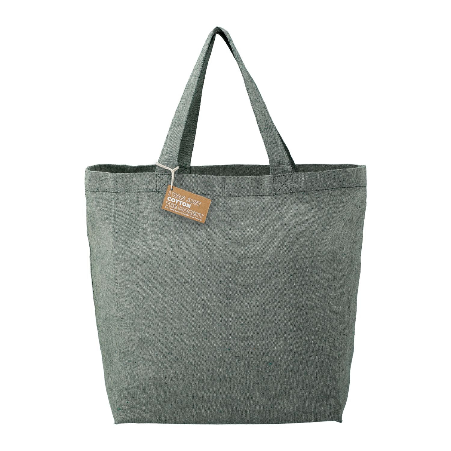 Custom Branded Recycled 
 Cotton Twill Grocery Tote green.