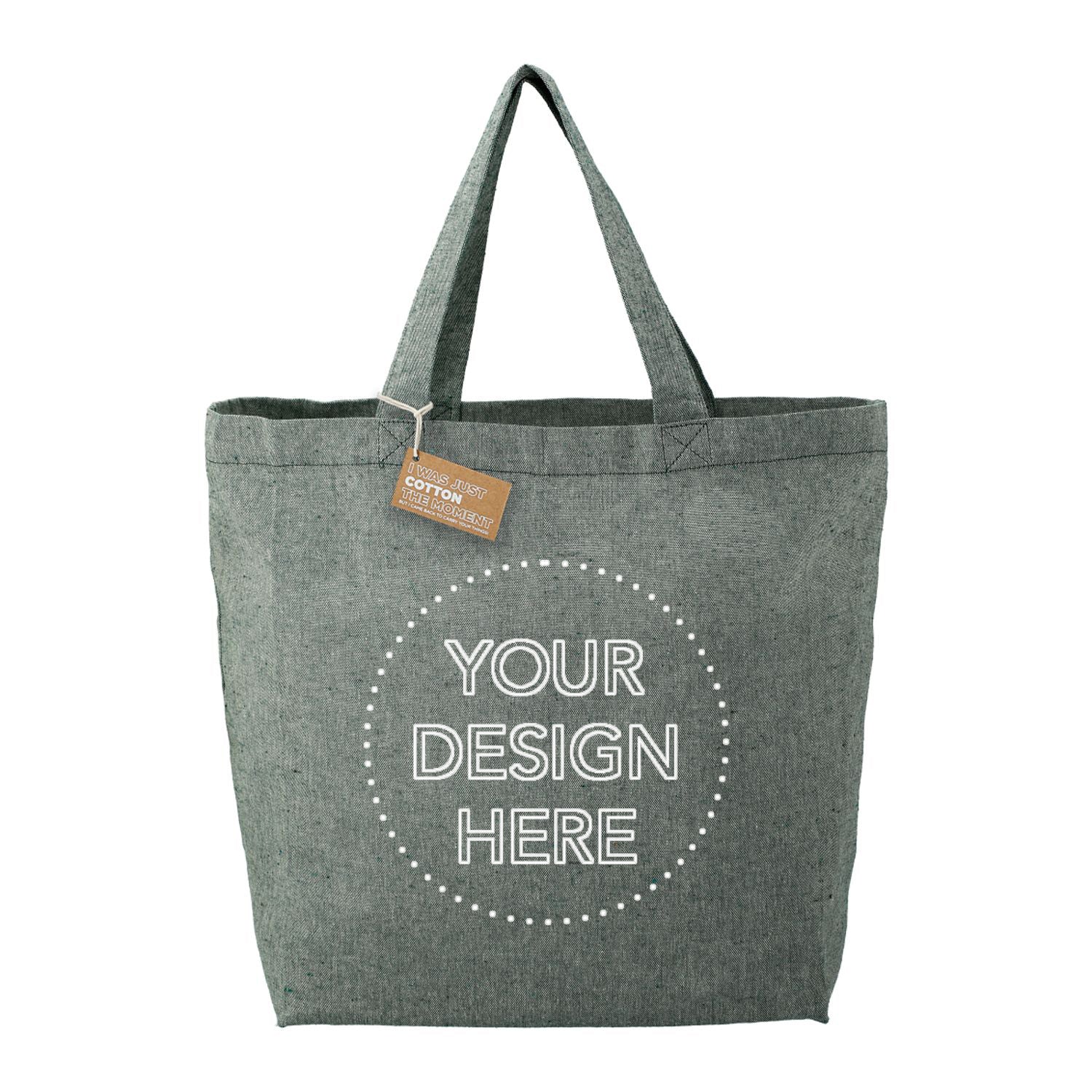 Custom Branded Recycled 
 Cotton Twill Grocery Tote green.