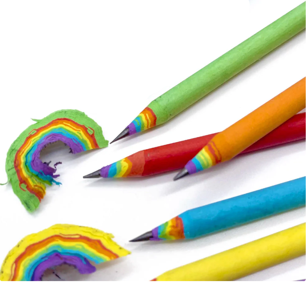 Customizable arcus rainbow recycled newspaper pencils.
