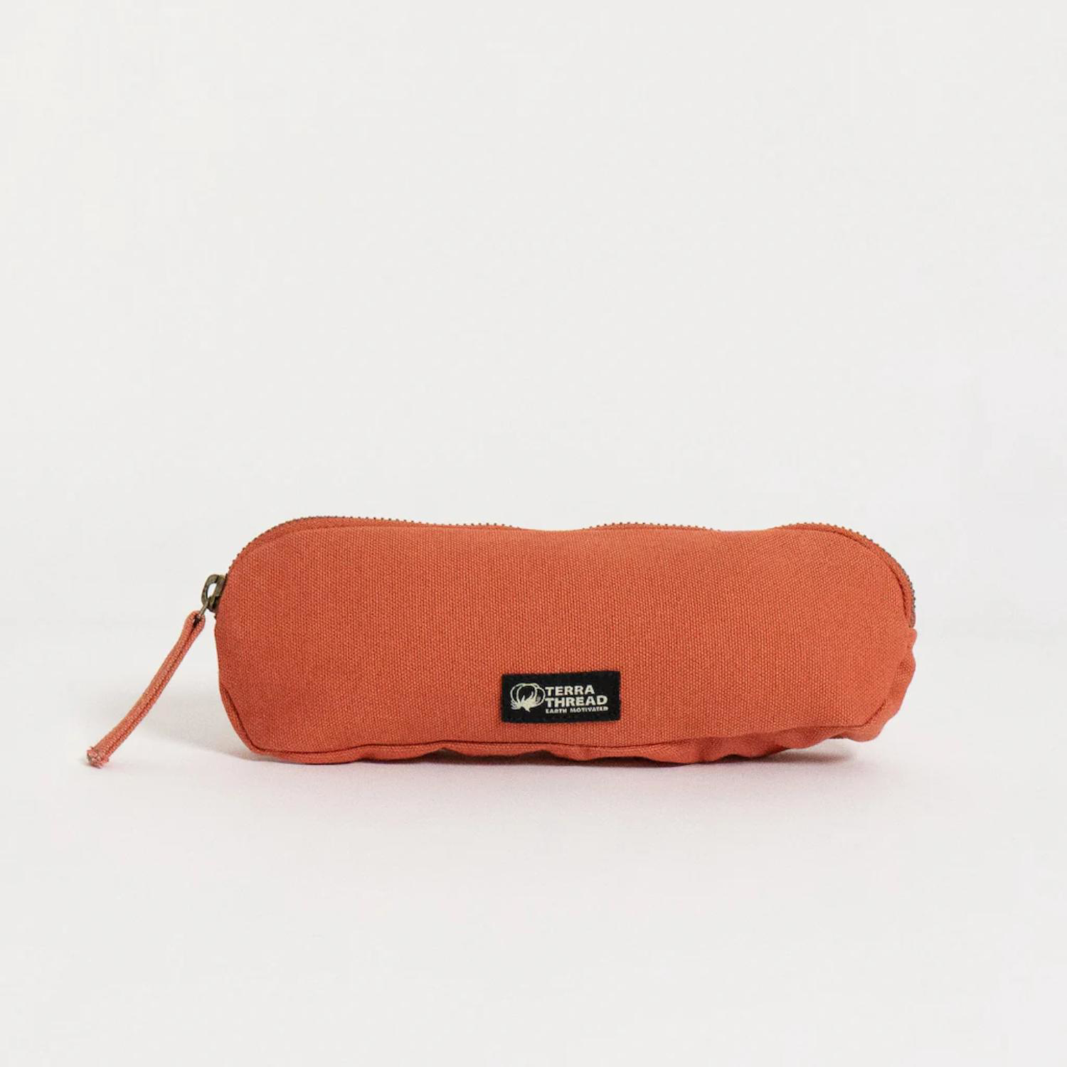 TERRA THREAD® - Organic Cotton Pencil Bag Sustainable GOTS & Fair Trade Certified in orange.