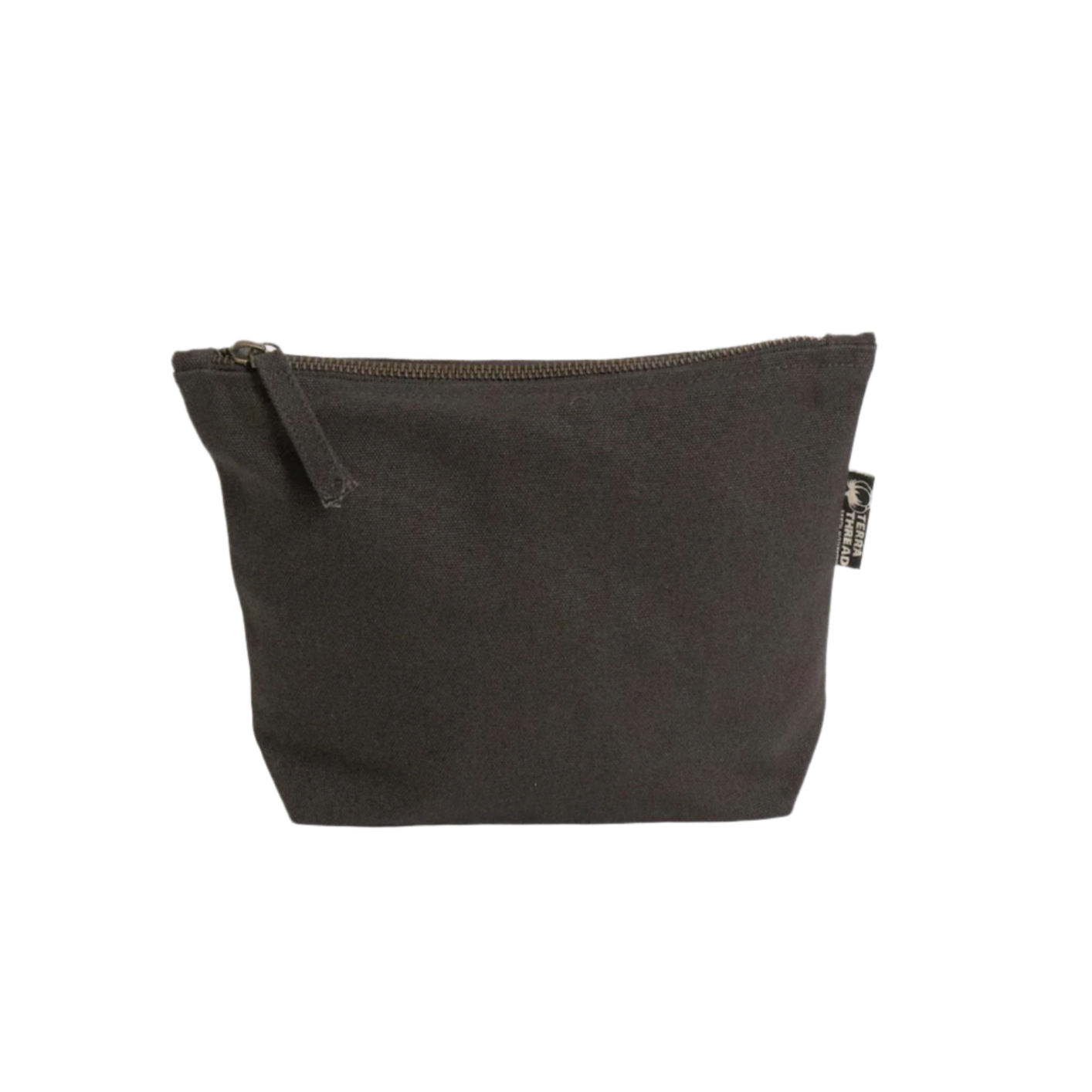 TERRA THREAD® - Eco friendly Makeup Bag Sustainable GOTS & Fair Trade Certified in charcoal.