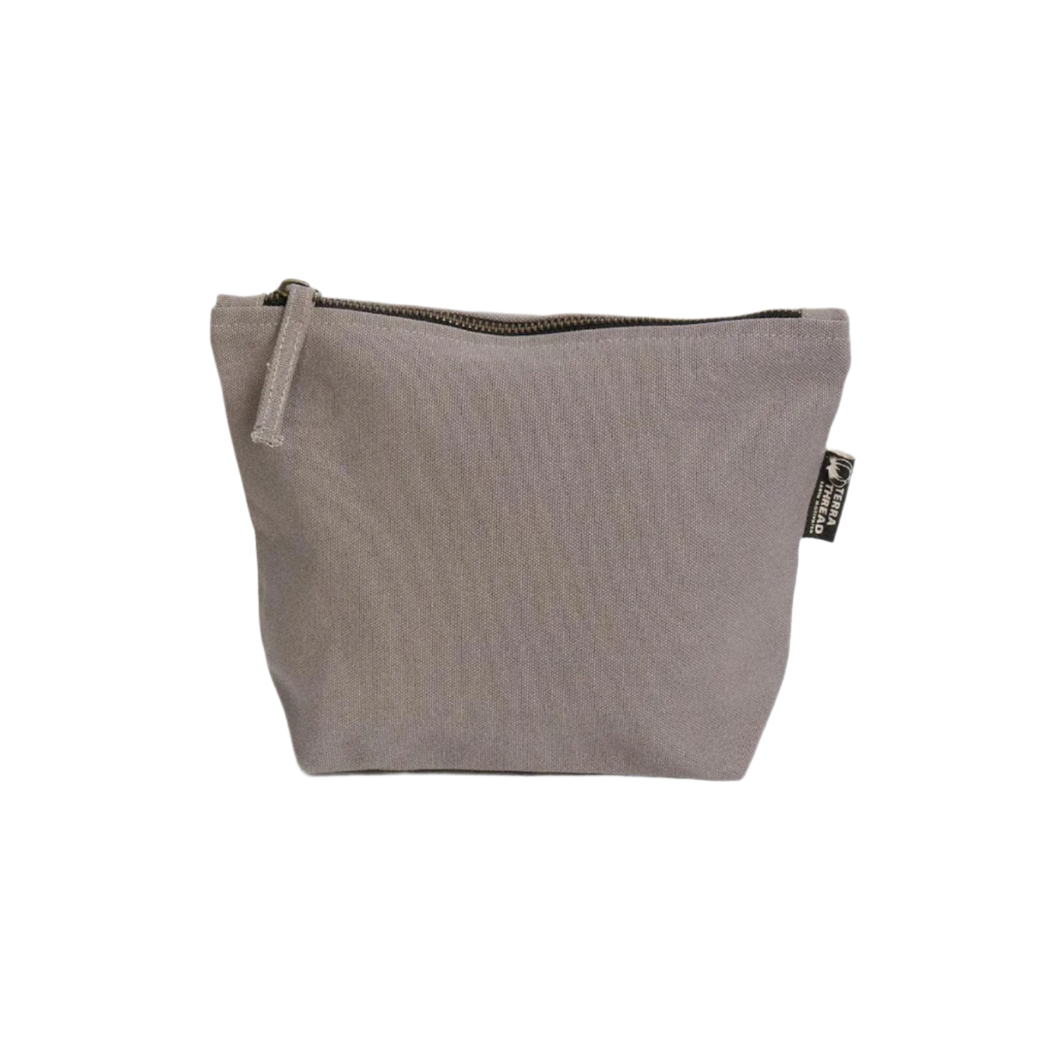 TERRA THREAD® - Eco friendly Makeup Bag Sustainable GOTS & Fair Trade Certified in light gray.