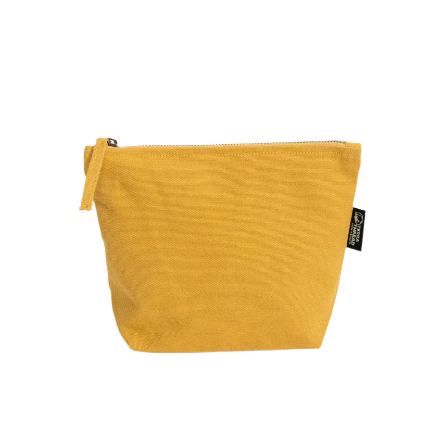 TERRA THREAD® - Eco friendly Makeup Bag Sustainable GOTS & Fair Trade Certified in yellow.