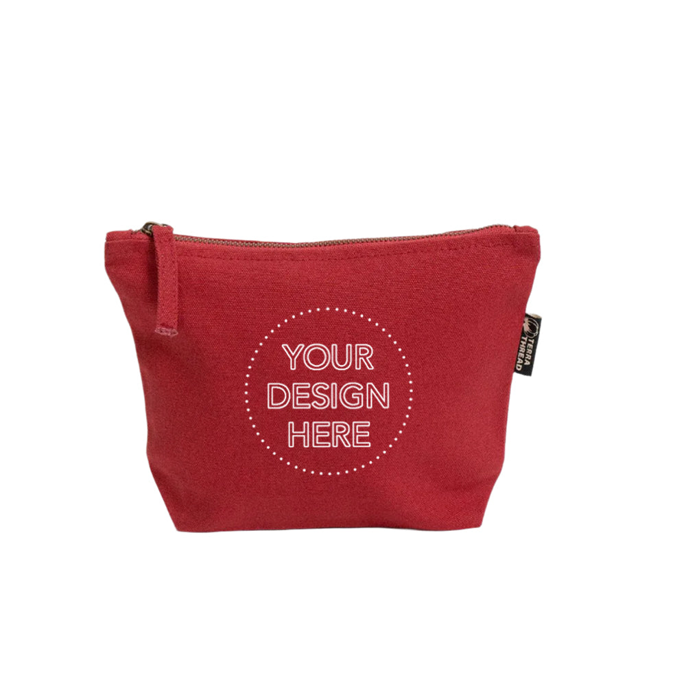 TERRA THREAD® - Eco friendly Makeup Bag Sustainable GOTS & Fair Trade Certified in red.