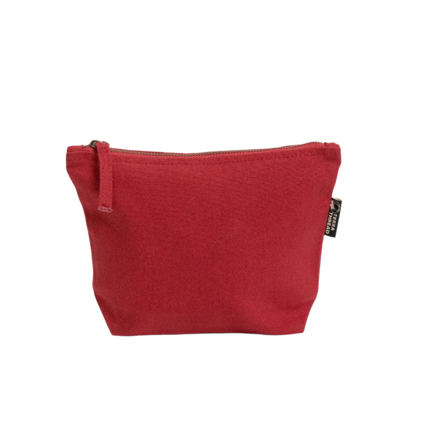 TERRA THREAD® - Eco friendly Makeup Bag Sustainable GOTS & Fair Trade Certified in red.