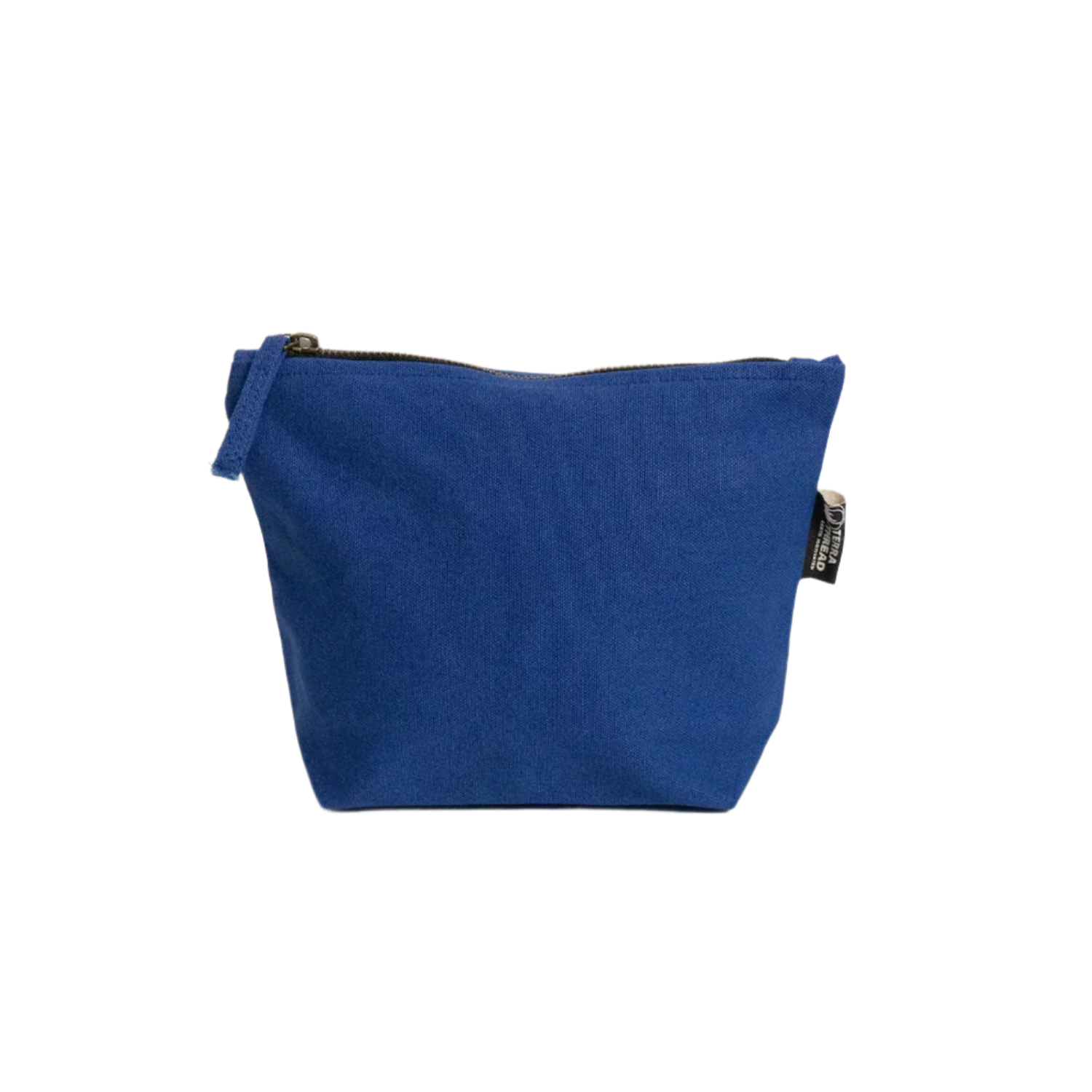 TERRA THREAD® - Eco friendly Makeup Bag Sustainable GOTS & Fair Trade Certified in blue.