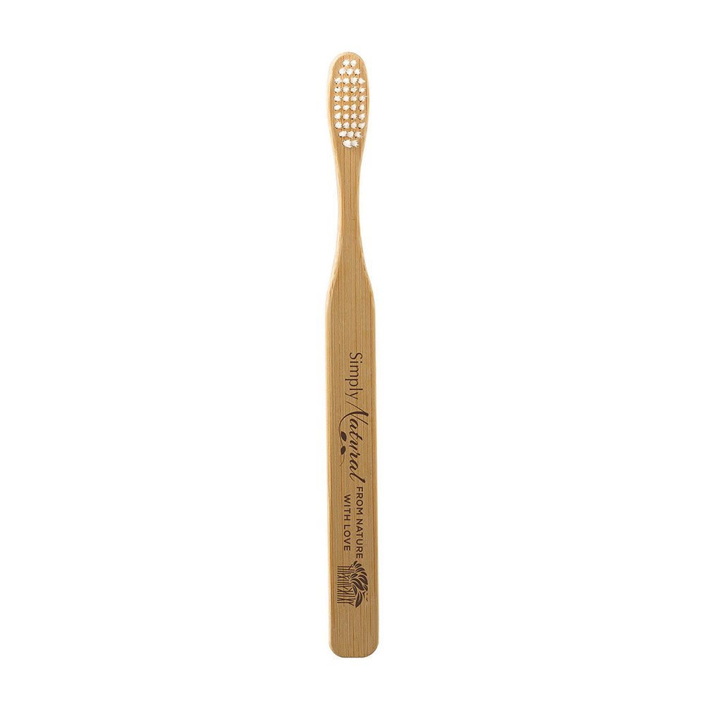 Customizable bamboo toothbrush with logo.