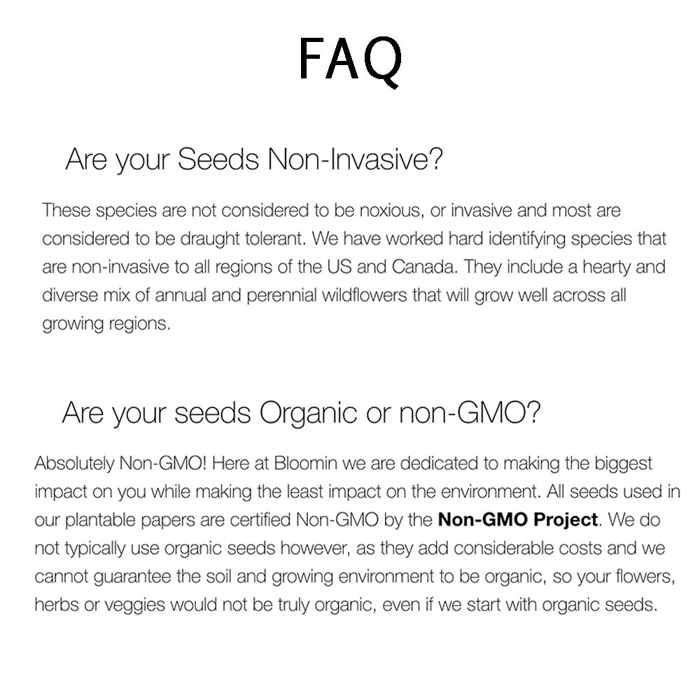 Pocket Garden Seed Paper - Bee Pollinator FAQ