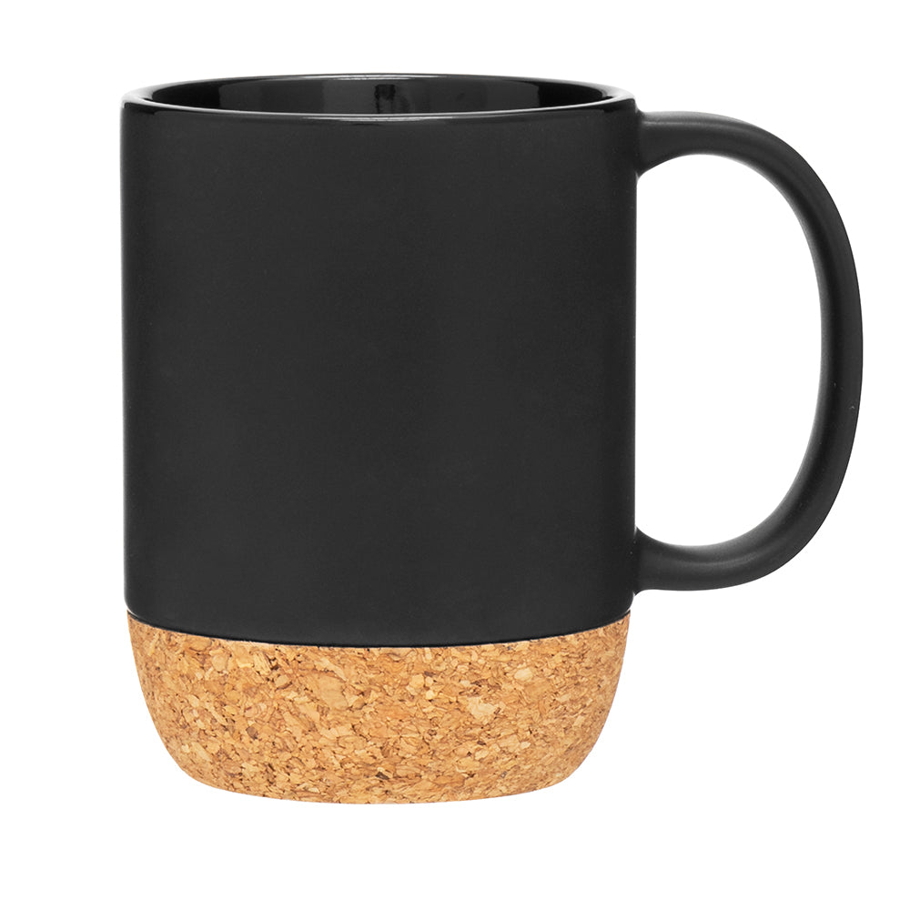 Customizable 13 oz Stoneware Mug with Cork Base in black