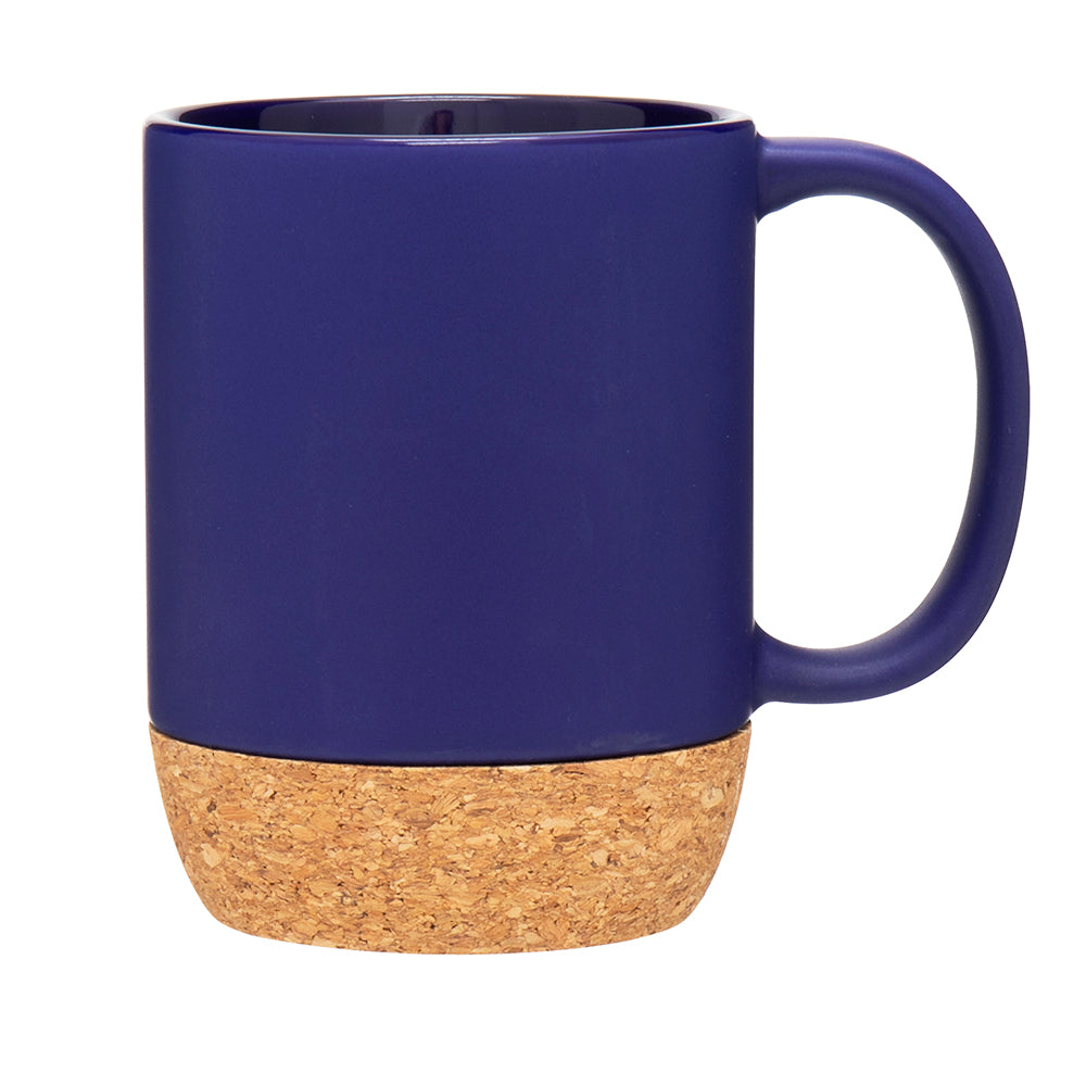 Customizable 13 oz Stoneware Mug with Cork Base i blue