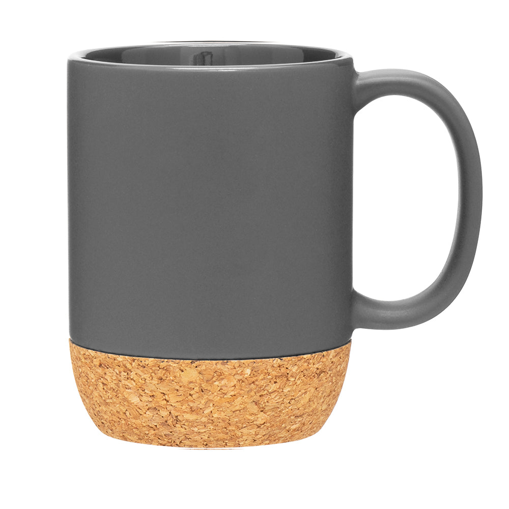 Customizable 13 oz Stoneware Mug with Cork Base in storm gray