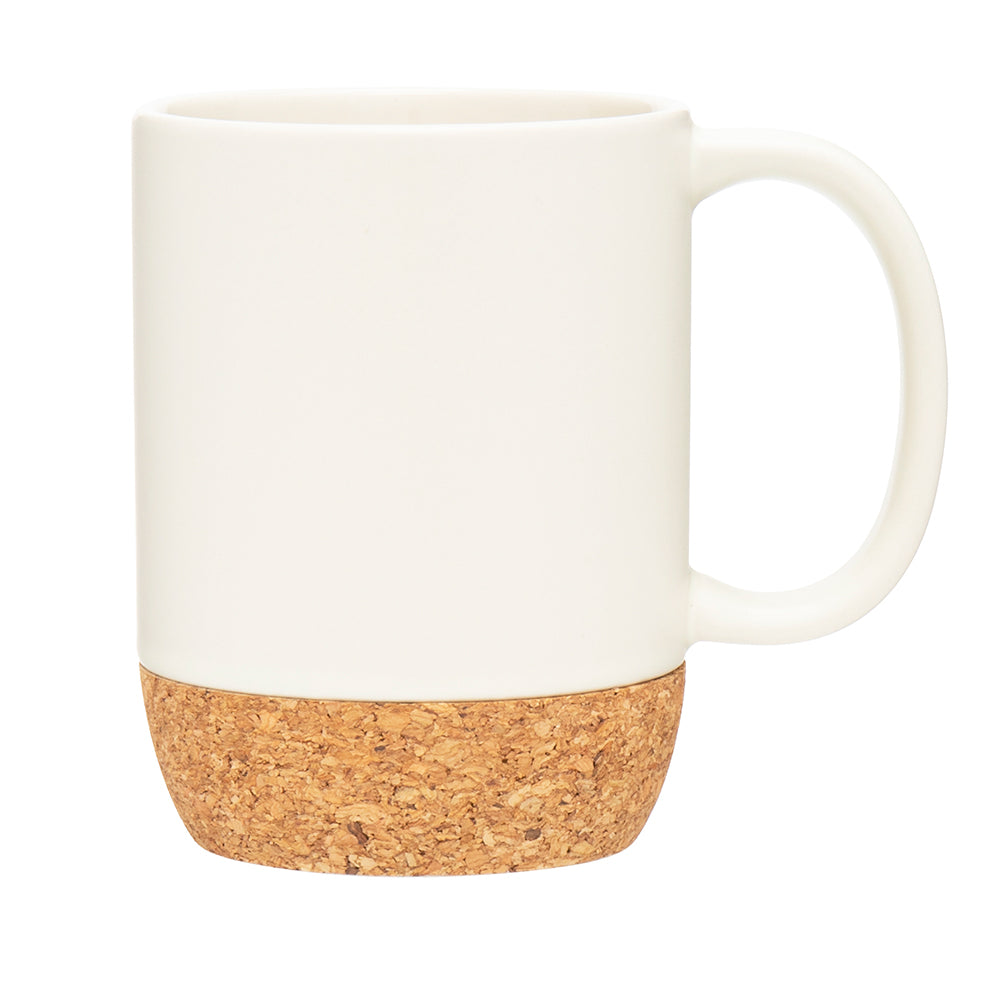 Customizable 13 oz Stoneware Mug with Cork Base in ivory