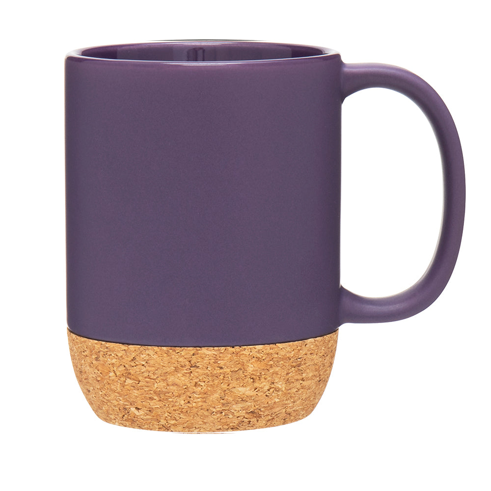 Customizable 13 oz Stoneware Mug with Cork Base in purple