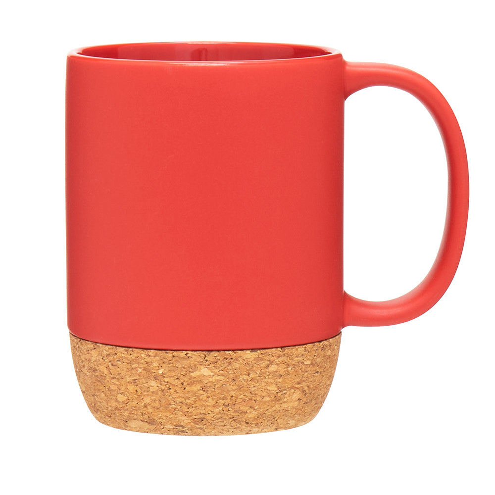 Customizable 13 oz Stoneware Mug with Cork Base in red