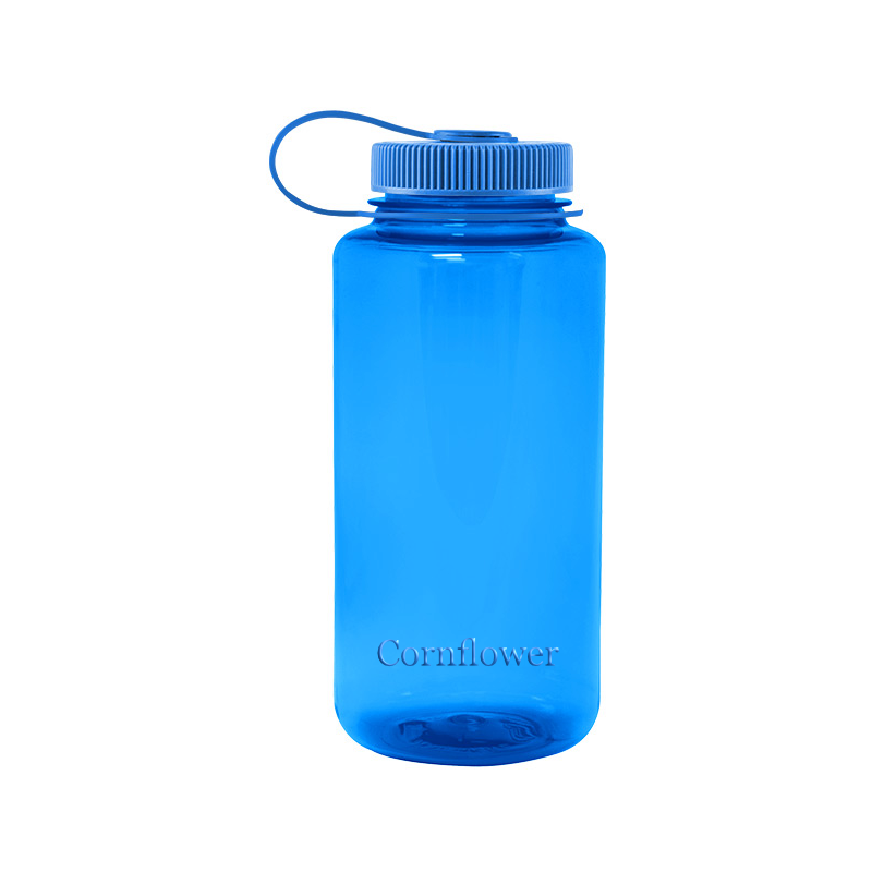 Customizable 32 ounce wide-mouth Nalgene Sustain bottle in cornflower.