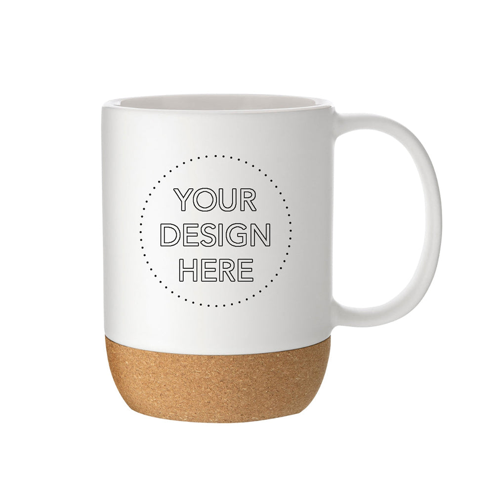 Customizable 13 oz Stoneware Mug with Cork Base with logo.