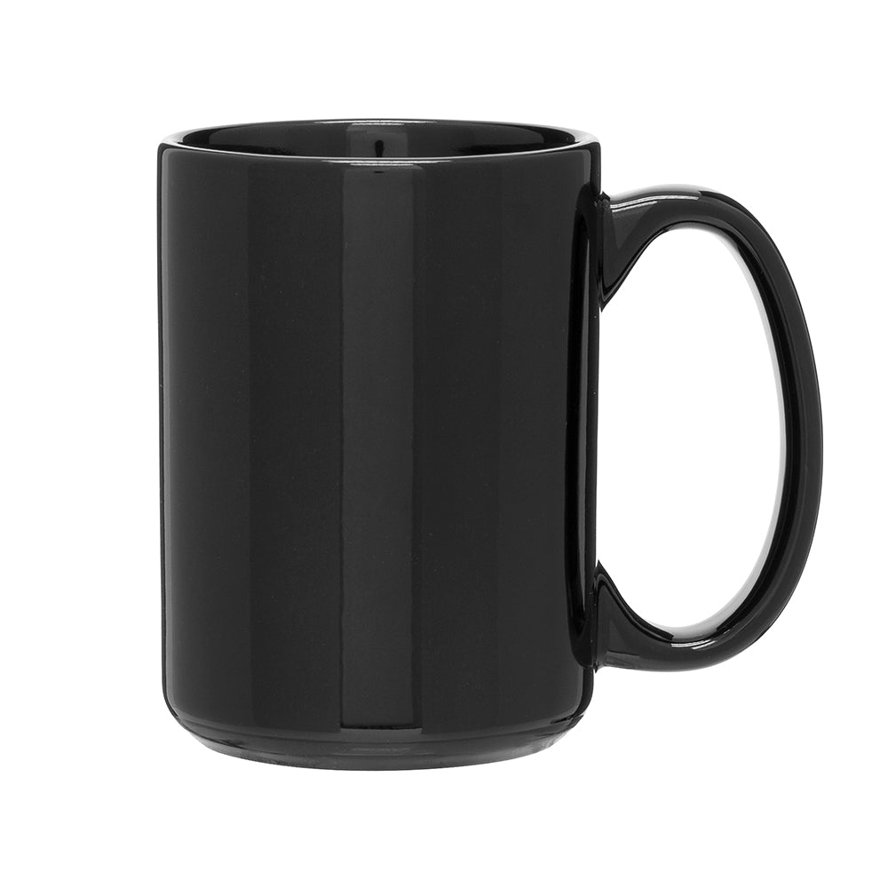 Customizable 15 oz Stoneware Grande Mug in black.