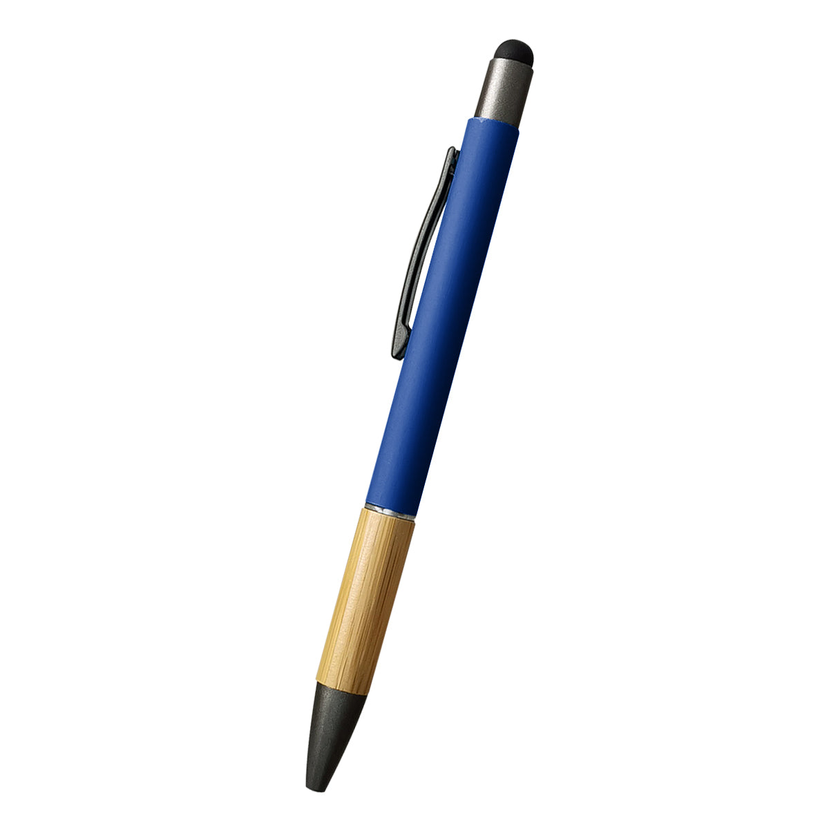 Customizable Aidan bamboo stylus pen in blue.