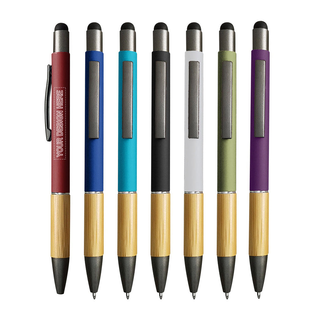 Customizable Aidan bamboo stylus pens.