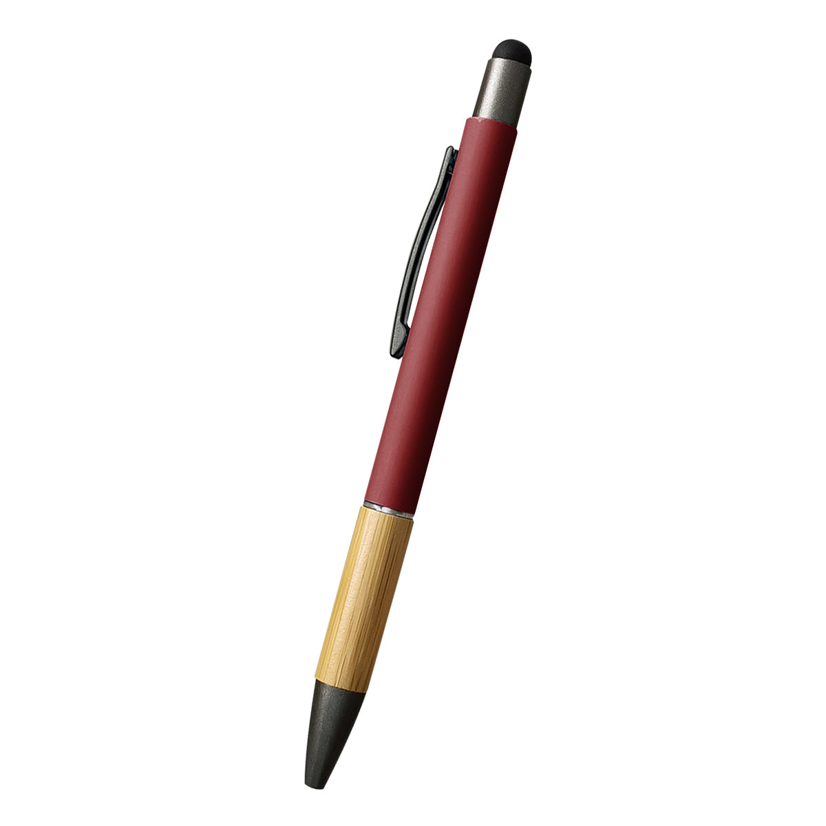 Customizable Aidan bamboo stylus pen in red.