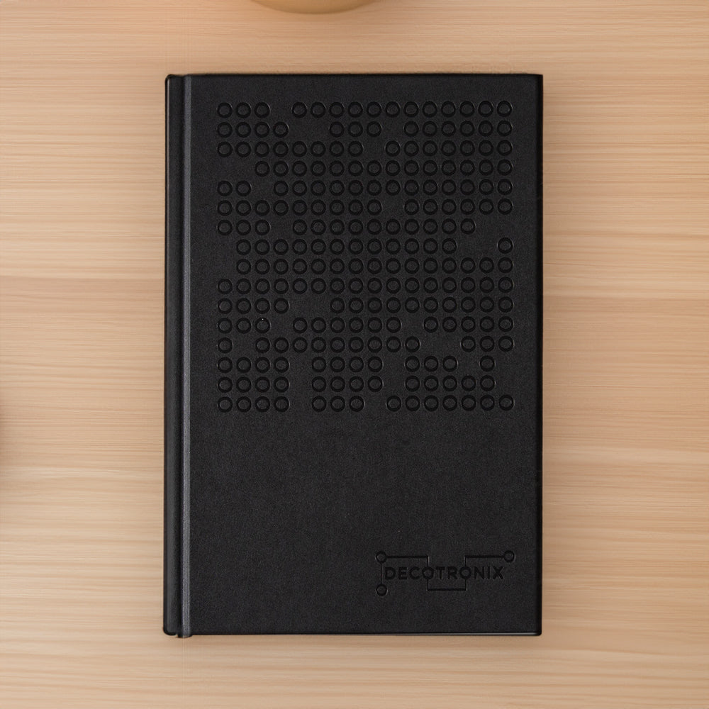 5.5" x 8.25" AmericanaEco Recycled Hard CoverJournal- Made in USA in black with logo.