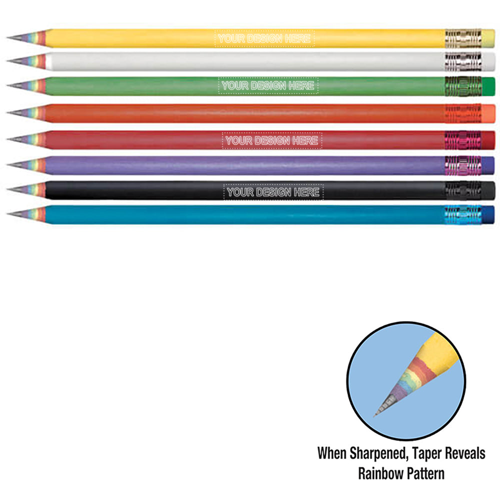 Customizable arcus rainbow recycled newspaper pencils.