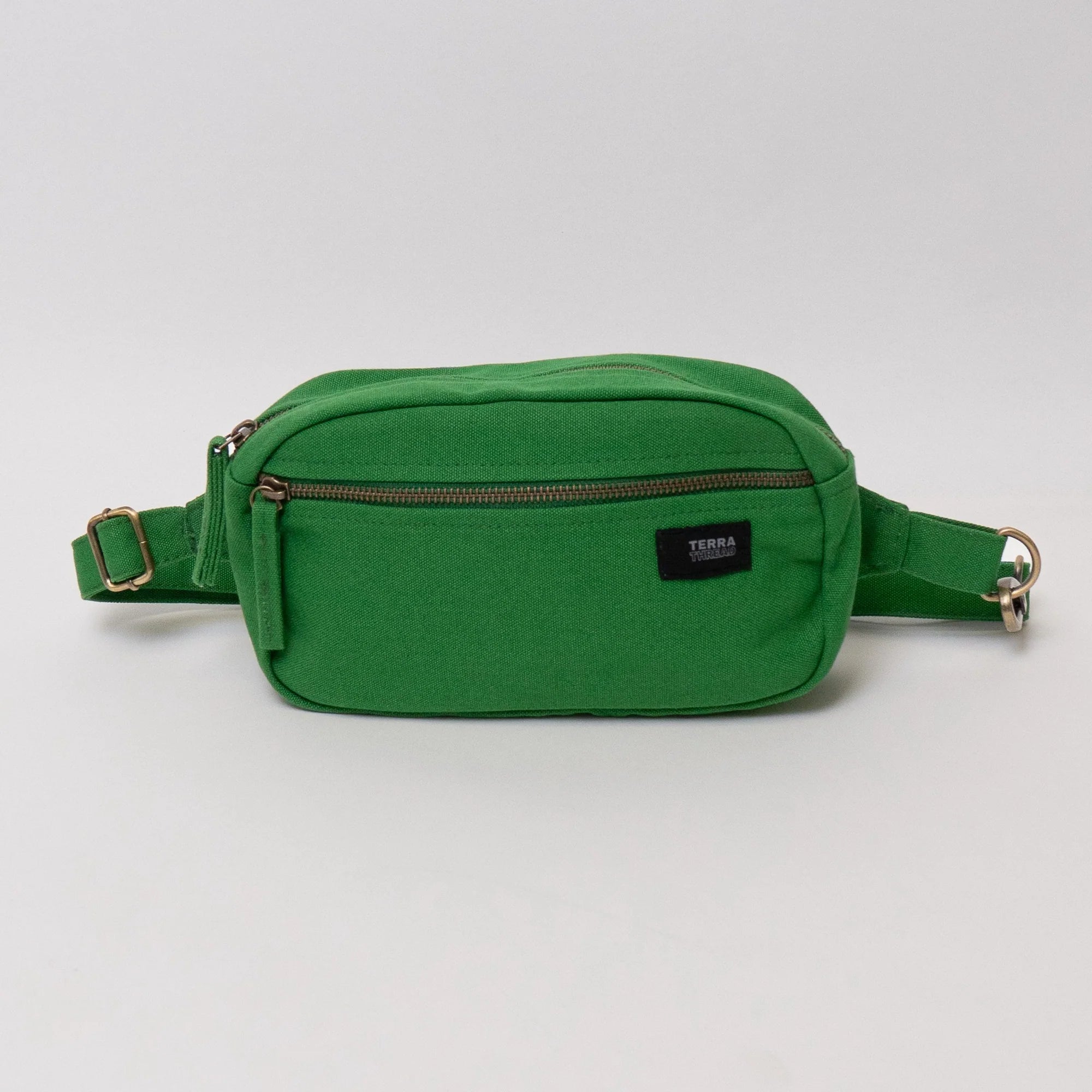 Customizable Terra Thread Fairtrade Waist Pack in moss green.