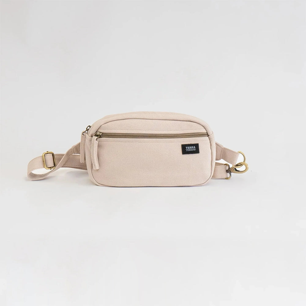 Customizable Terra Thread Fairtrade Waist Pack in sand.