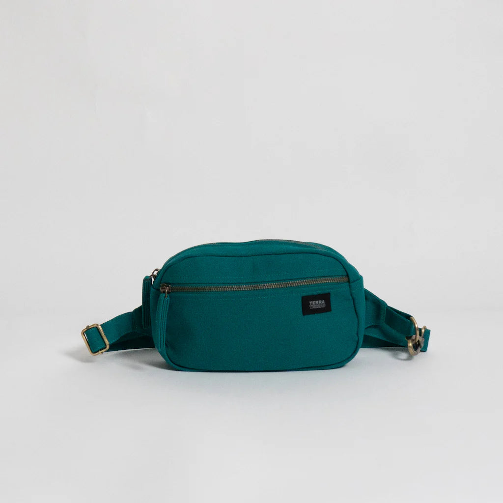 Customizable Terra Thread Fairtrade Waist Pack in teal.