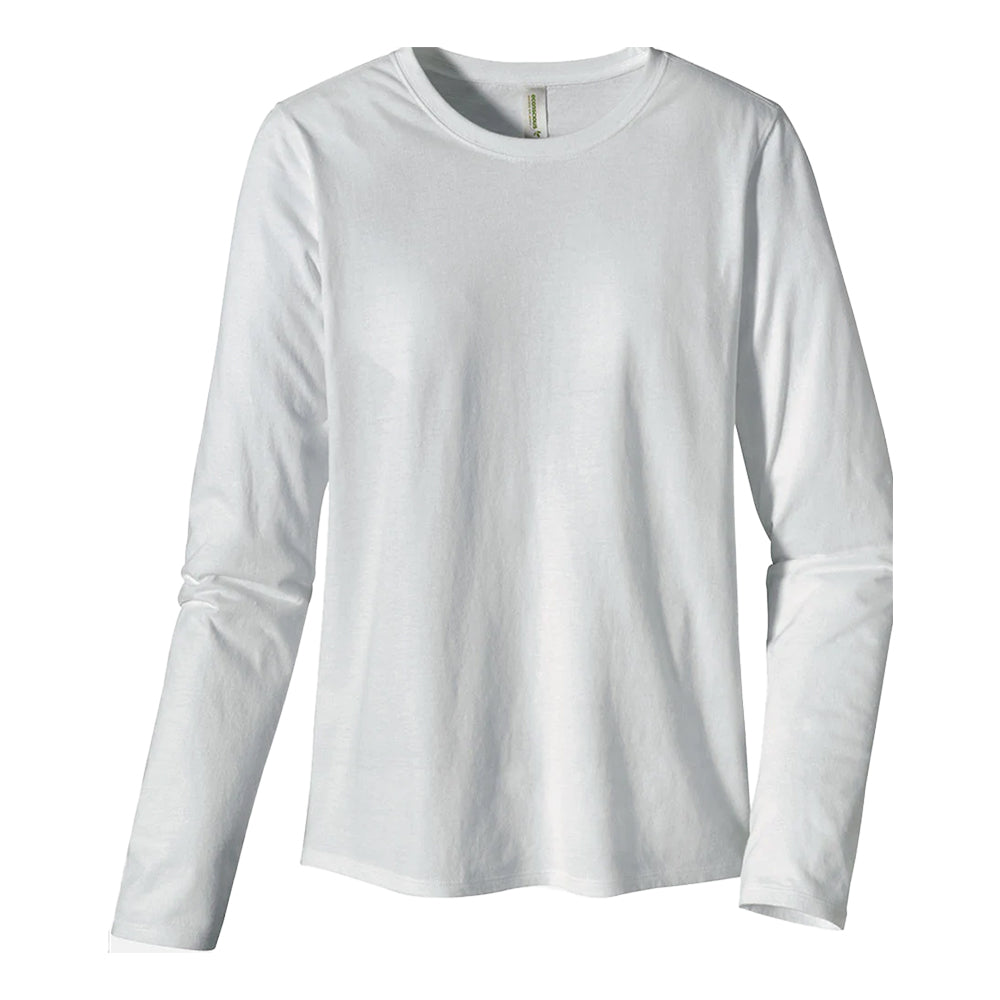 Customizable Econscious Organic Cotton women's long-Sleeve T-Shirt in white.