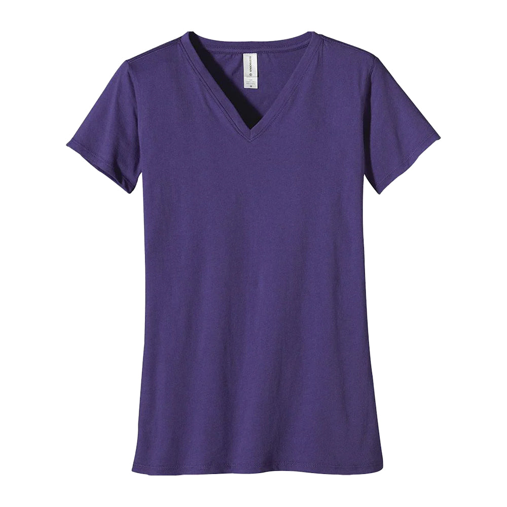 Customizable Econscious Women's v-neck t-shirt in purple.