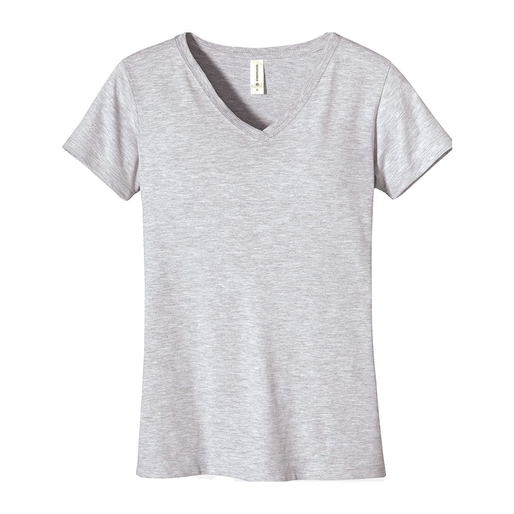 Customizable Econscious Women's v-neck t-shirt in light gray.