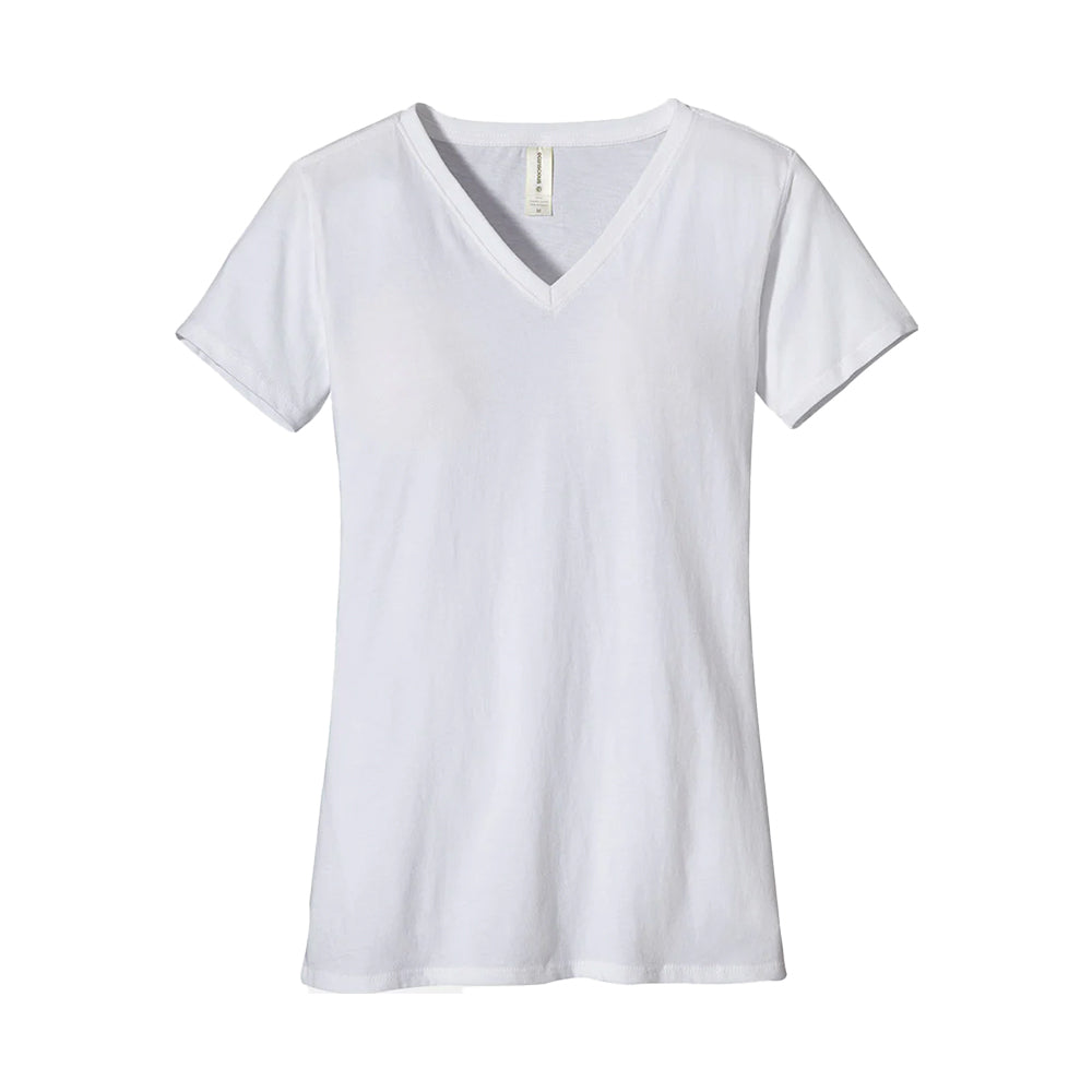 Customizable Econscious Women's v-neck t-shirt in white.