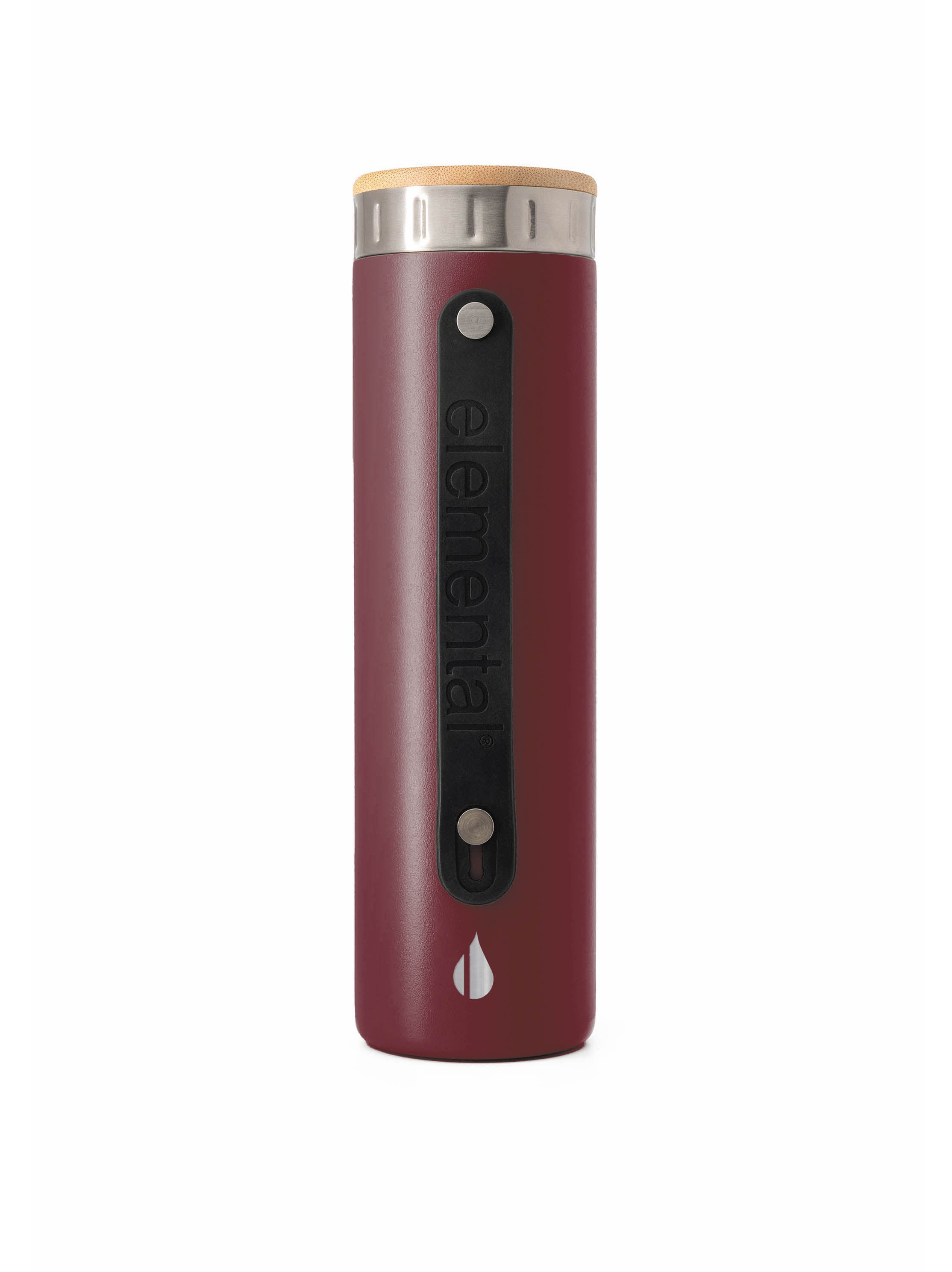 Customizable Elemental® 20 oz Stainless Steel Bottle with Strainer in burgundy