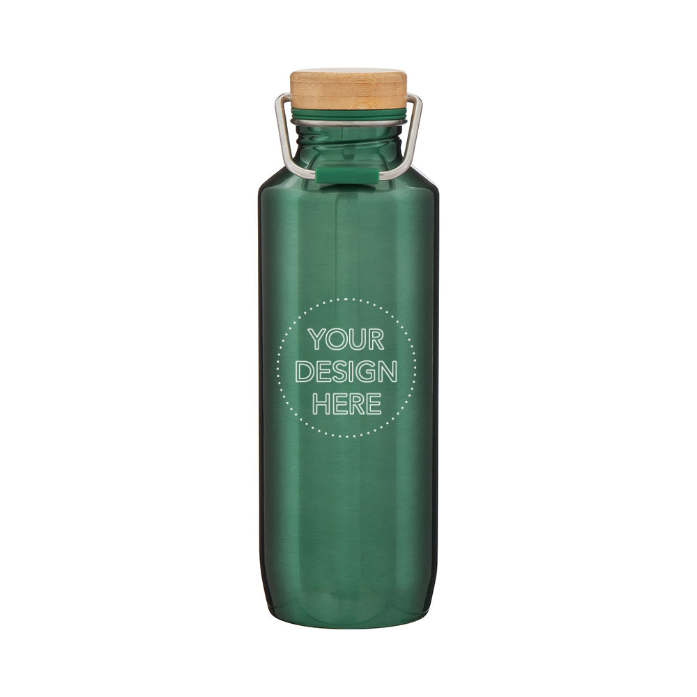 h2go® 25 oz Grove Recycled Stainless Steel Bottle green with logo.