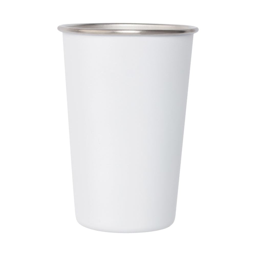 16 oz Dubliner Stainless Steel Pint Cup in white.