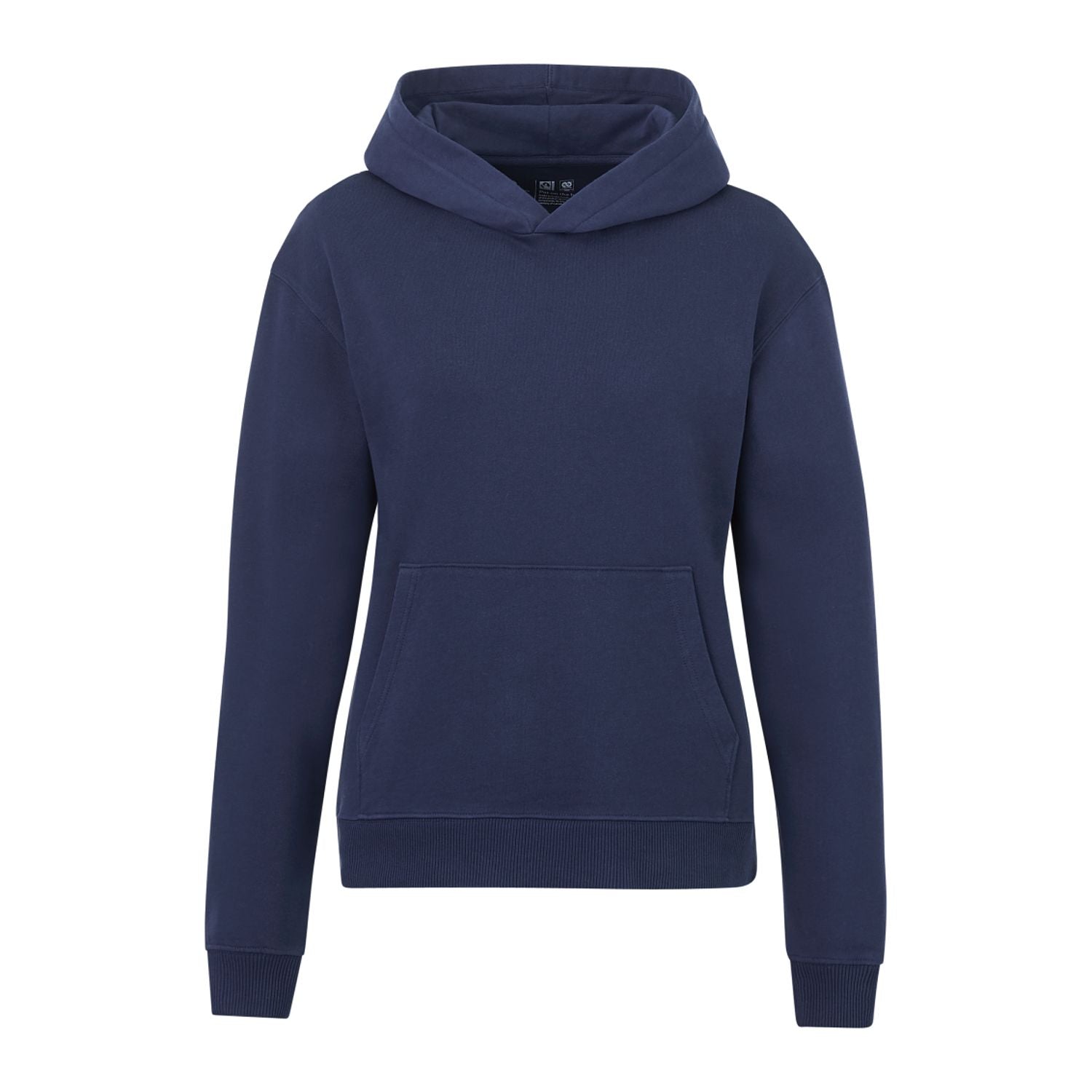 Customizable Tentree women's organic cotton classic hoodie in dress blue.