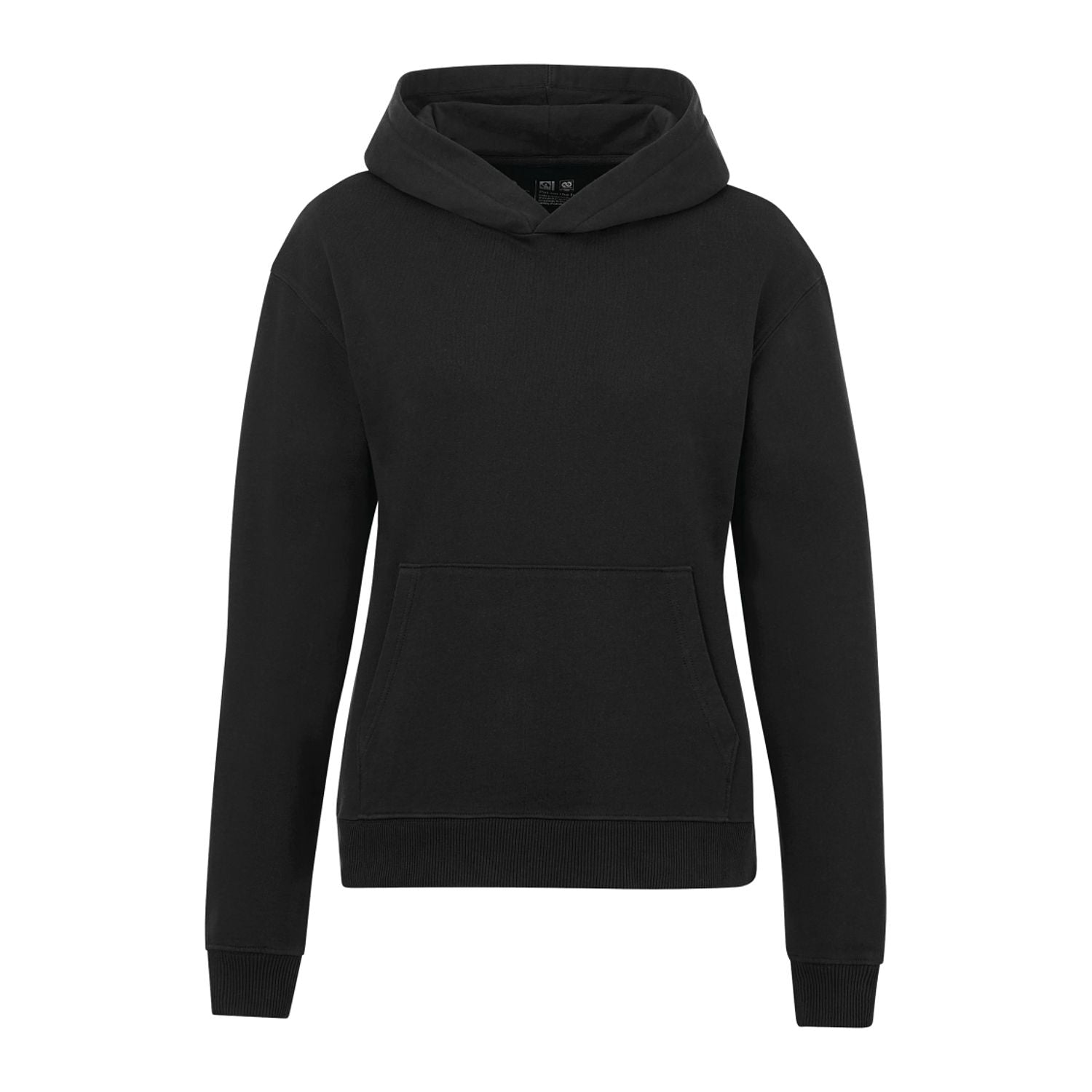 Customizable Tentree women's organic cotton classic hoodie in black.