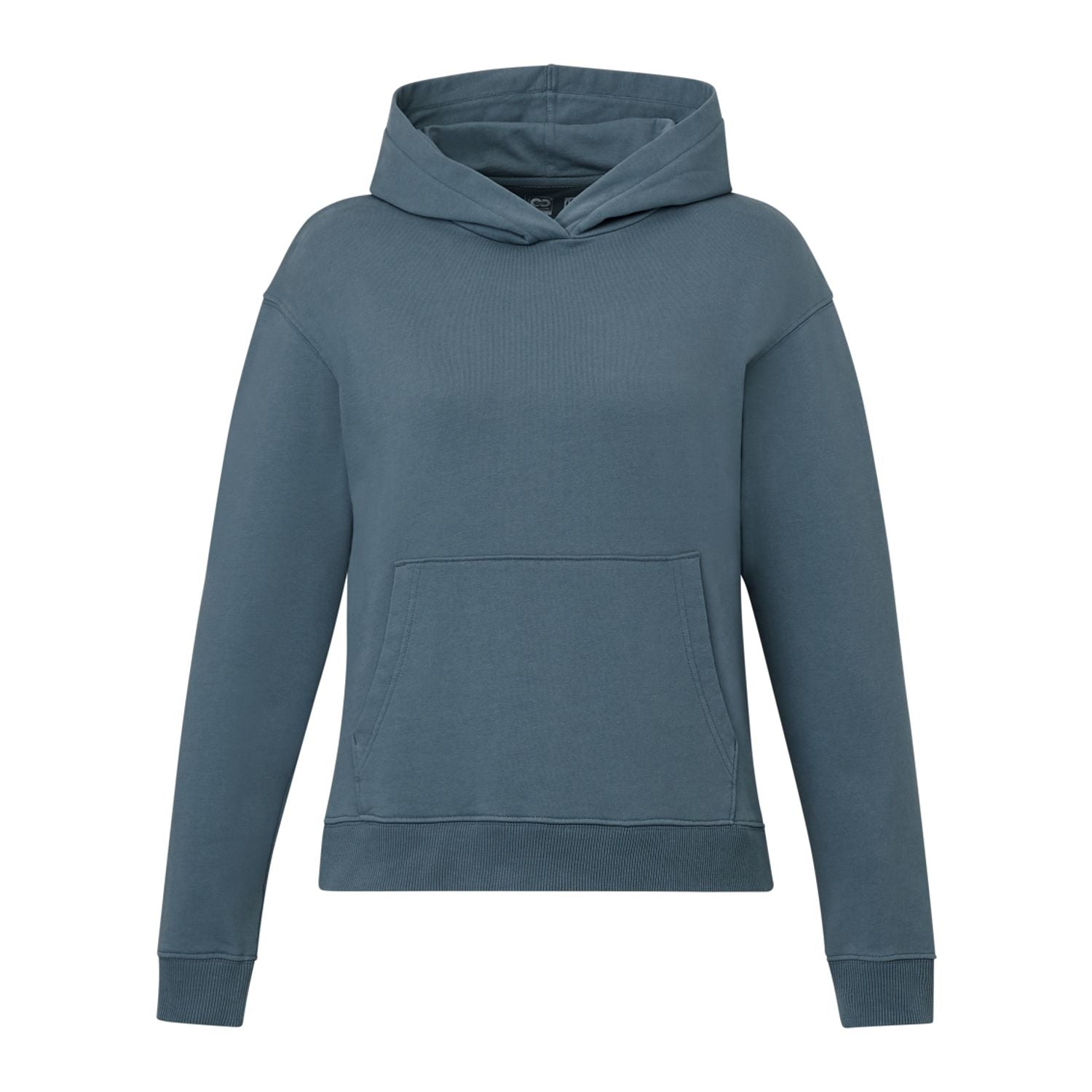 Customizable Tentree women's organic cotton classic hoodie in vintage blue.