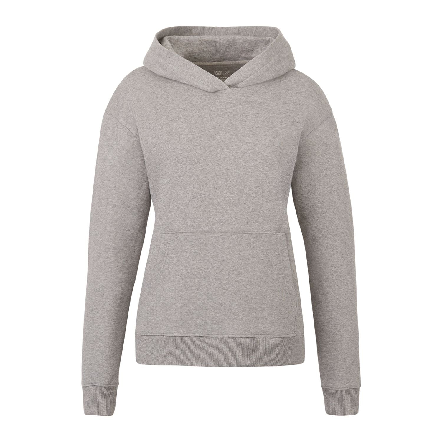 Customizable Tentree women's organic cotton classic hoodie in heather gray.
