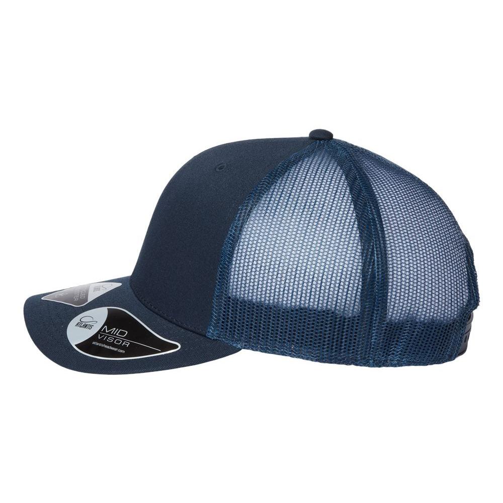 Customizable Atlantis Headwear Bryce Trucker Cap in  in navy