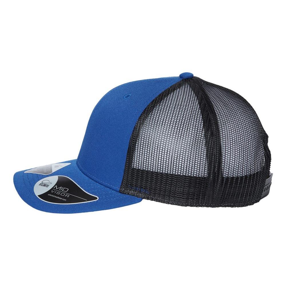 Customizable Atlantis Headwear Bryce Trucker Cap in royal