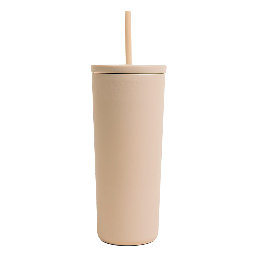 CREATED CO. 24OZ Stainless Steel COLD CUP with straw in tan