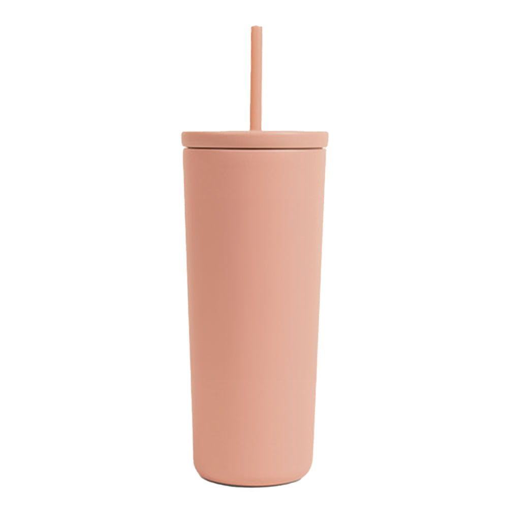 CREATED CO. 24OZ Stainless Steel COLD CUP with straw in pink.