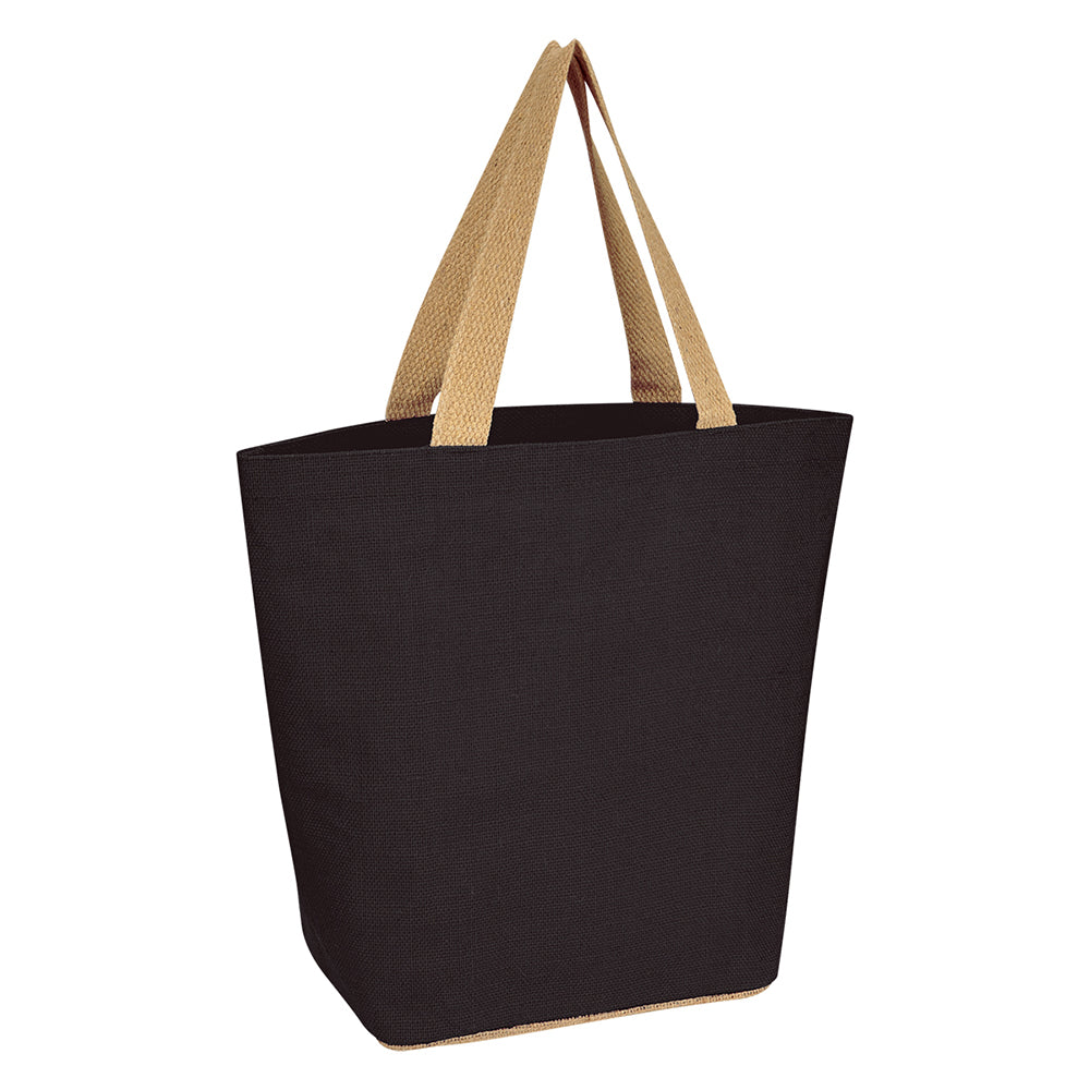 Marketplace Jute Tote Bag in black.
