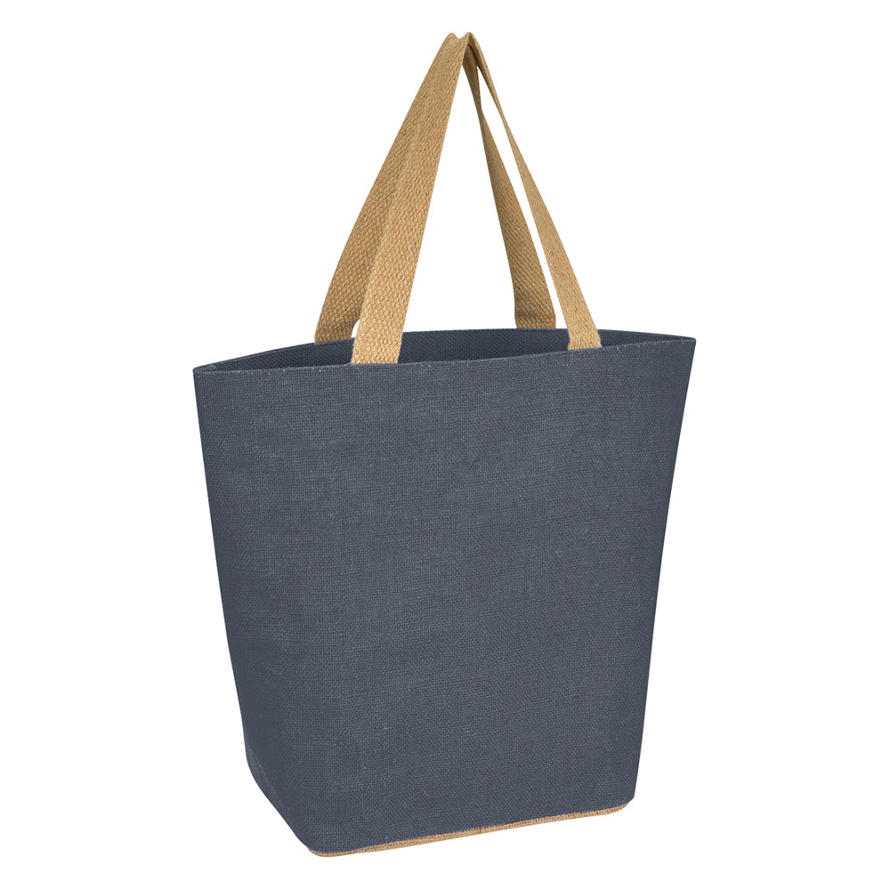 Marketplace Jute Tote Bag in navy.
