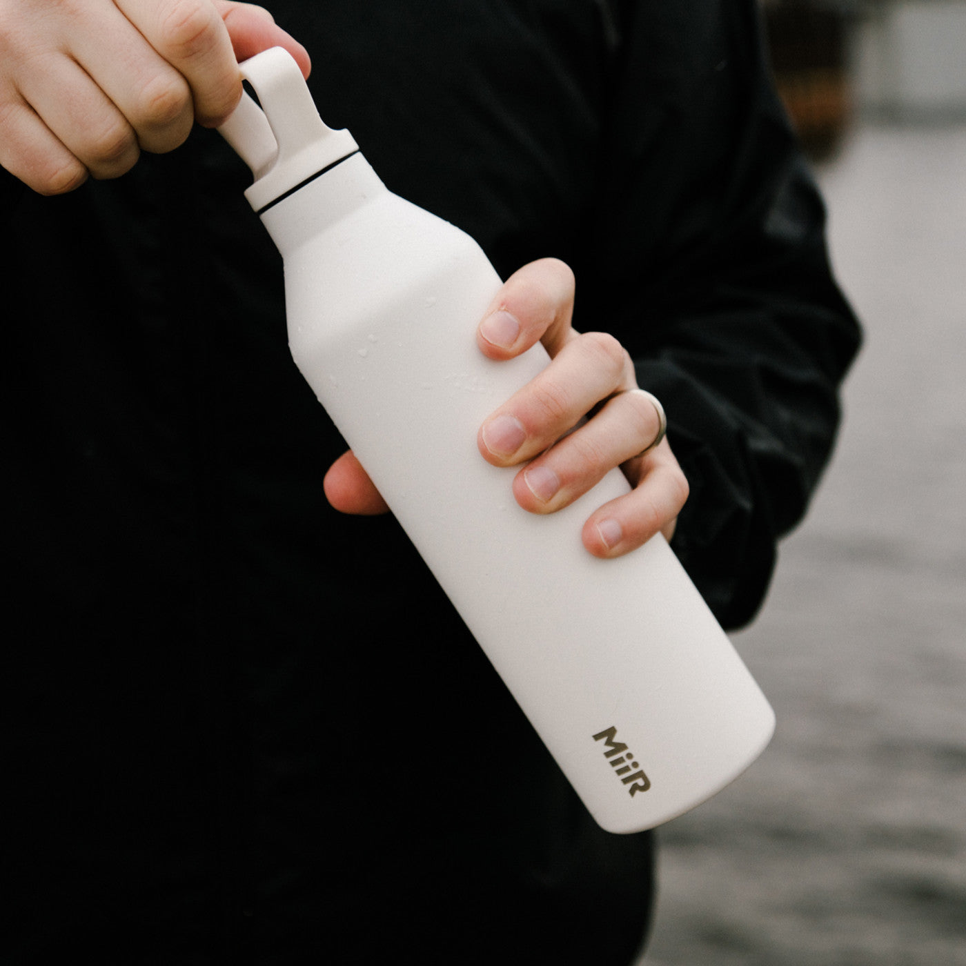 Customizable Miir 23 oz insulated water bottle in white