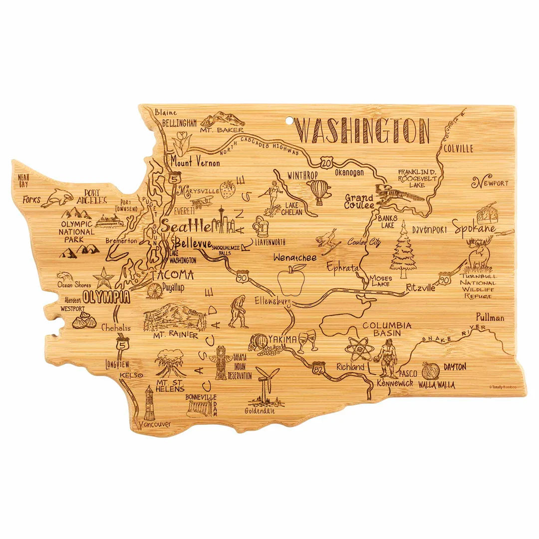 State Shaped Bamboo Cutting Board